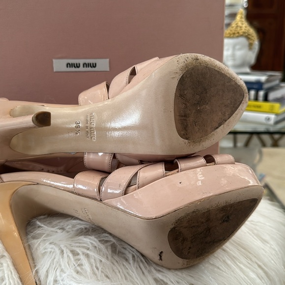 Mui Mui Platform Sandals Vernice Cipria Size 39 1/2 - Picture 4 of 4